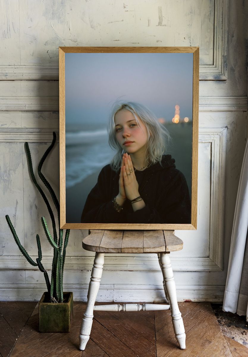 Dreamy Beach Portrait Photography Poster. — room view 1