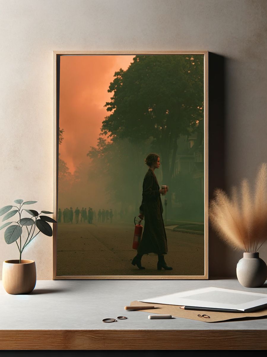 Smoky Street at Sunset Photography Poster. — room view 2