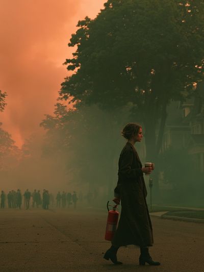 Smoky Street at Sunset Photography Poster. poster