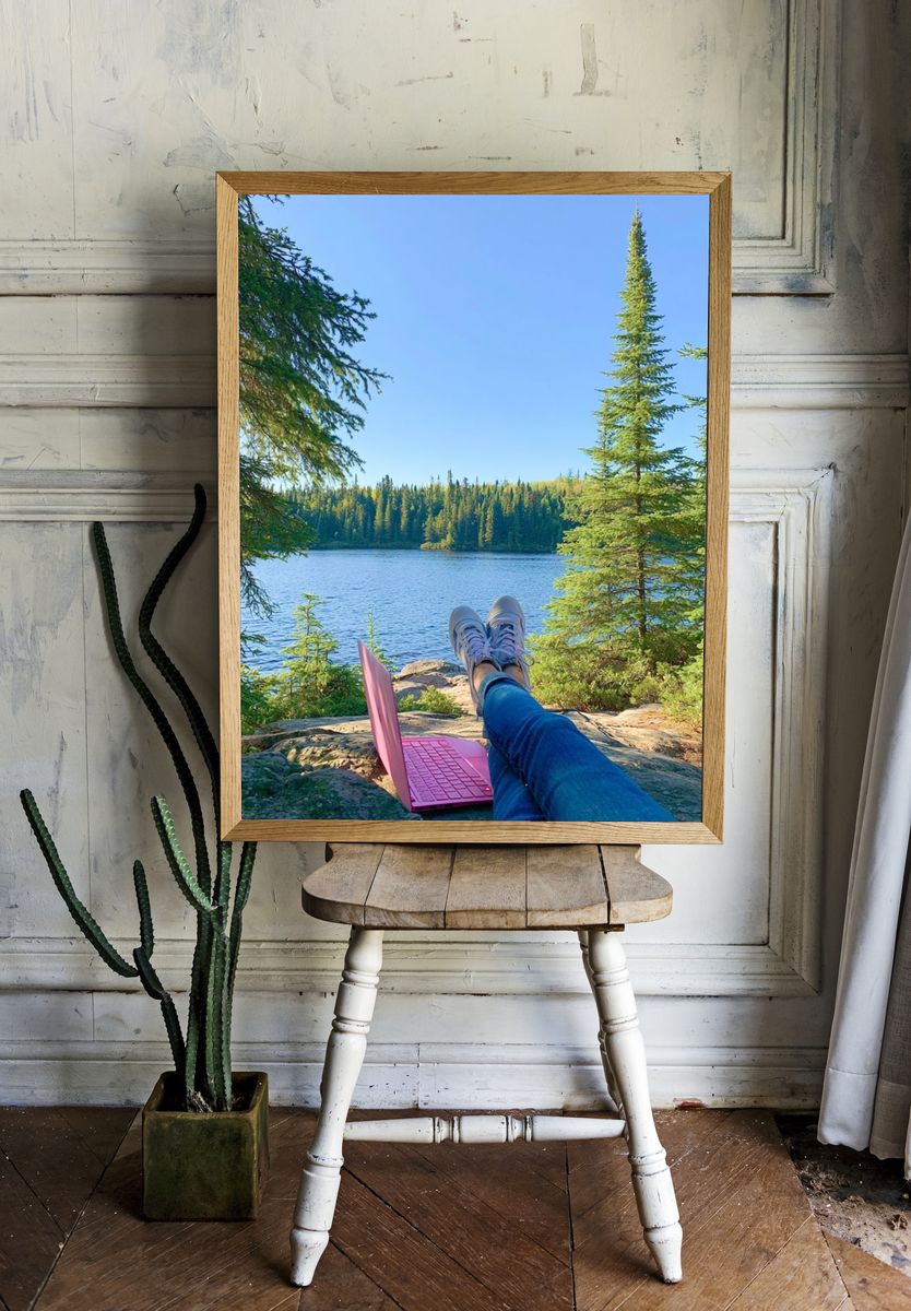 Lakeside Forest Escape Photography Poster. room preview