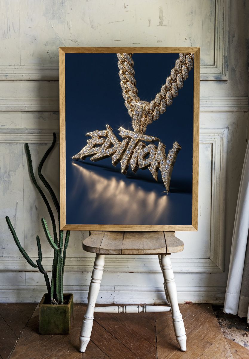 Diamond Chain Pendant Photography Poster. — room view 1