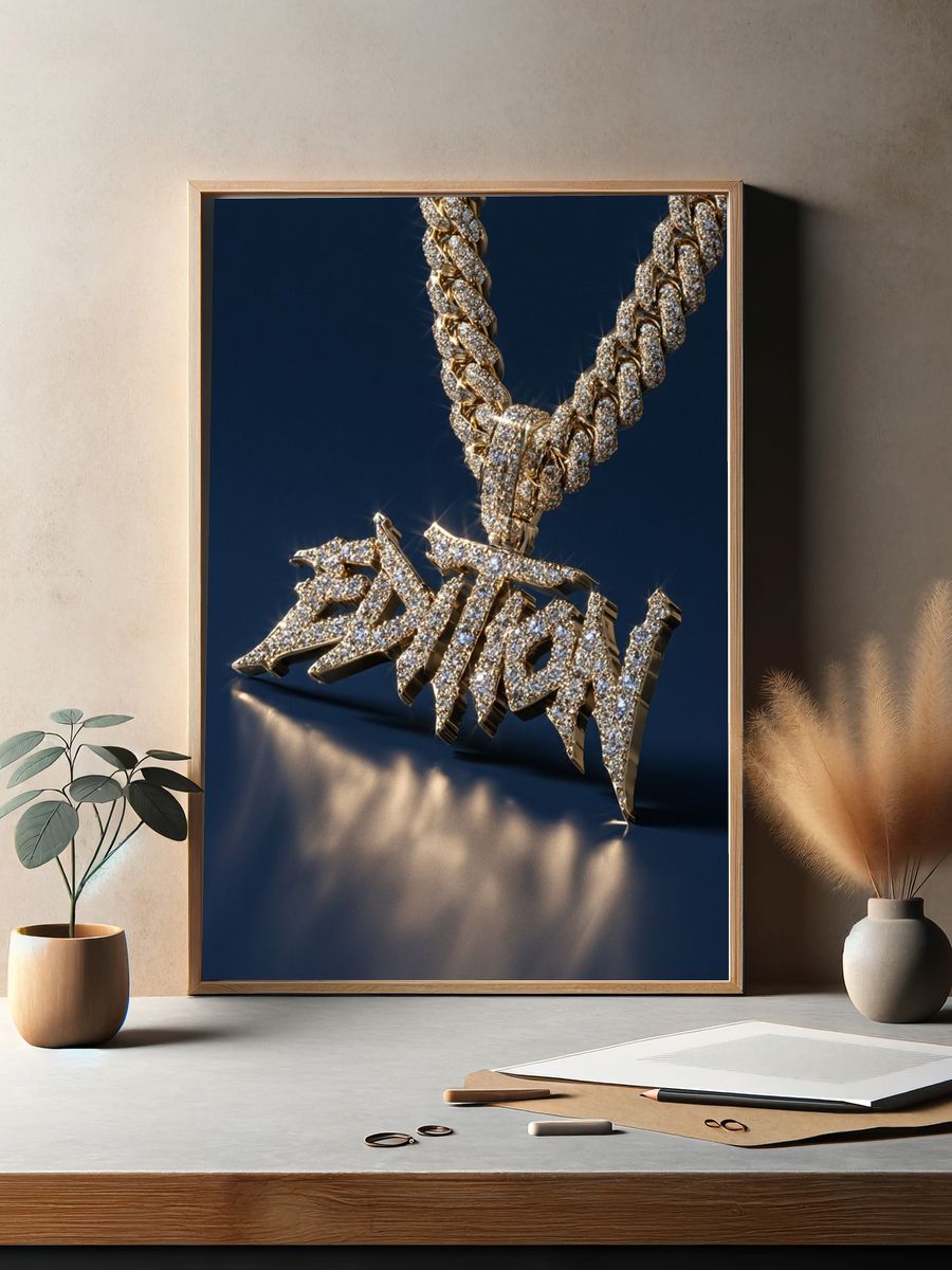 Diamond Chain Pendant Photography Poster. — room view 2