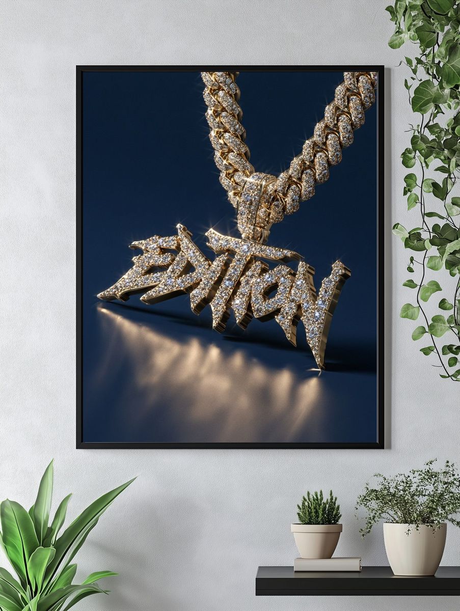 Diamond Chain Pendant Photography Poster. — room view 4