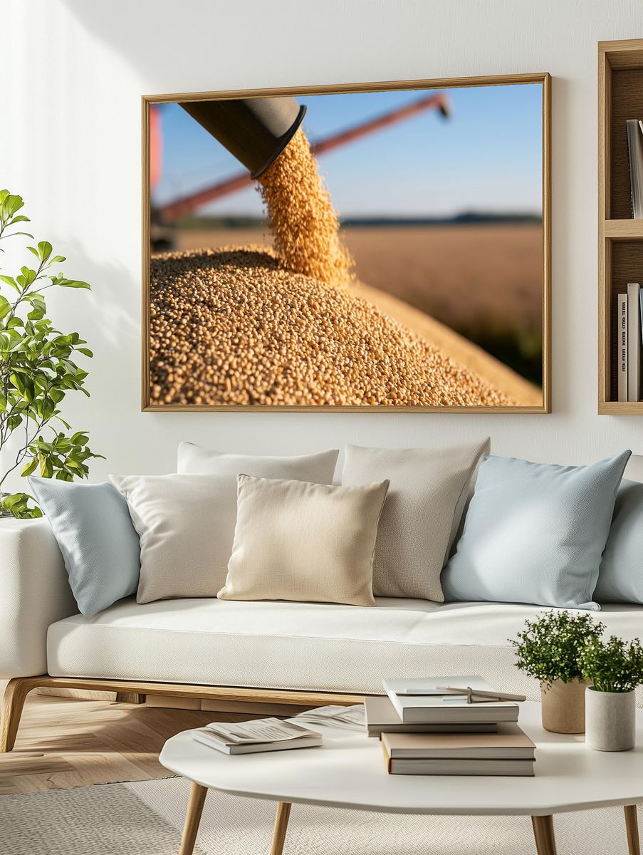 Harvest Grain Pour Photography Poster. — room view 2