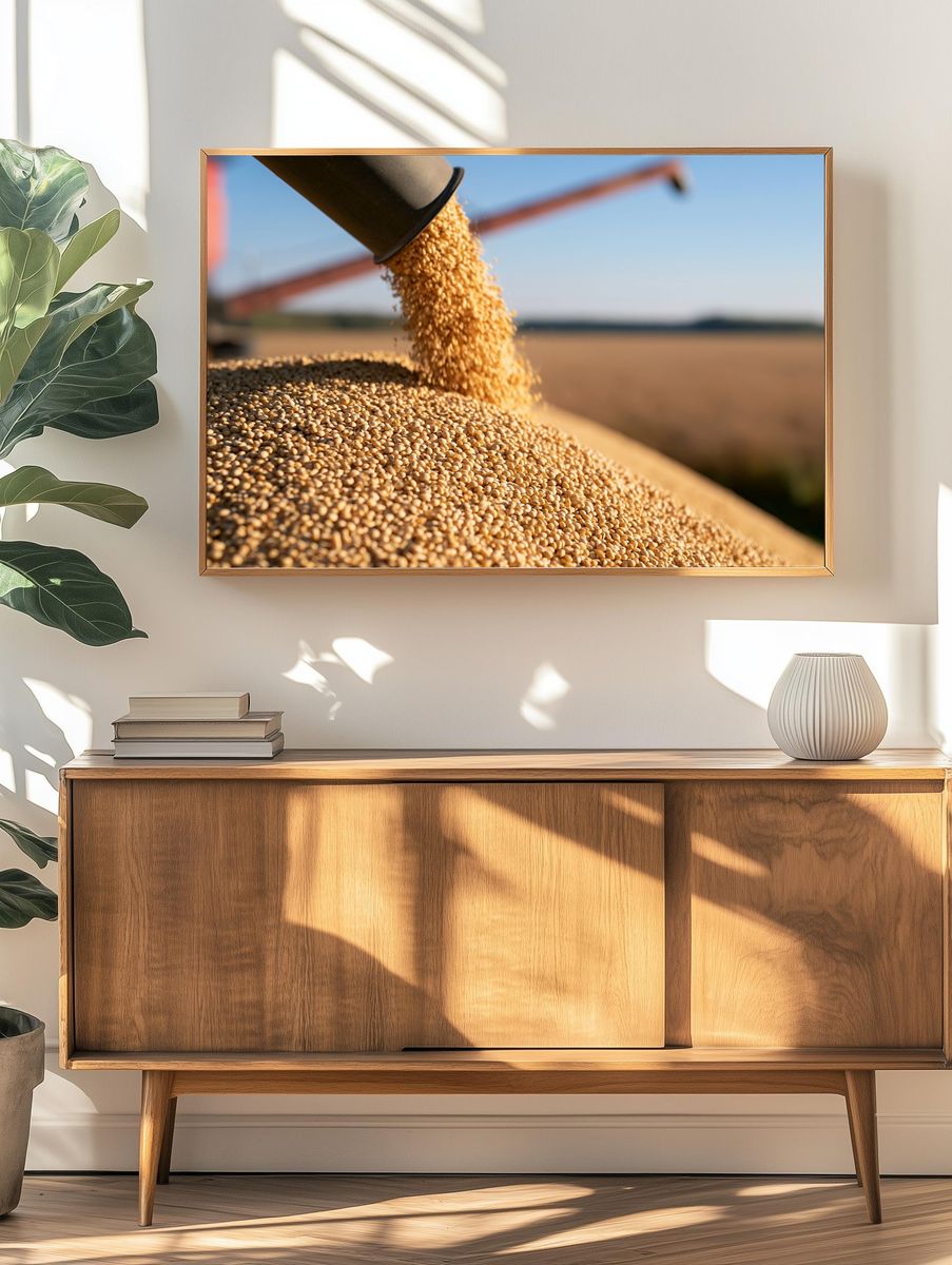Harvest Grain Pour Photography Poster. — room view 3