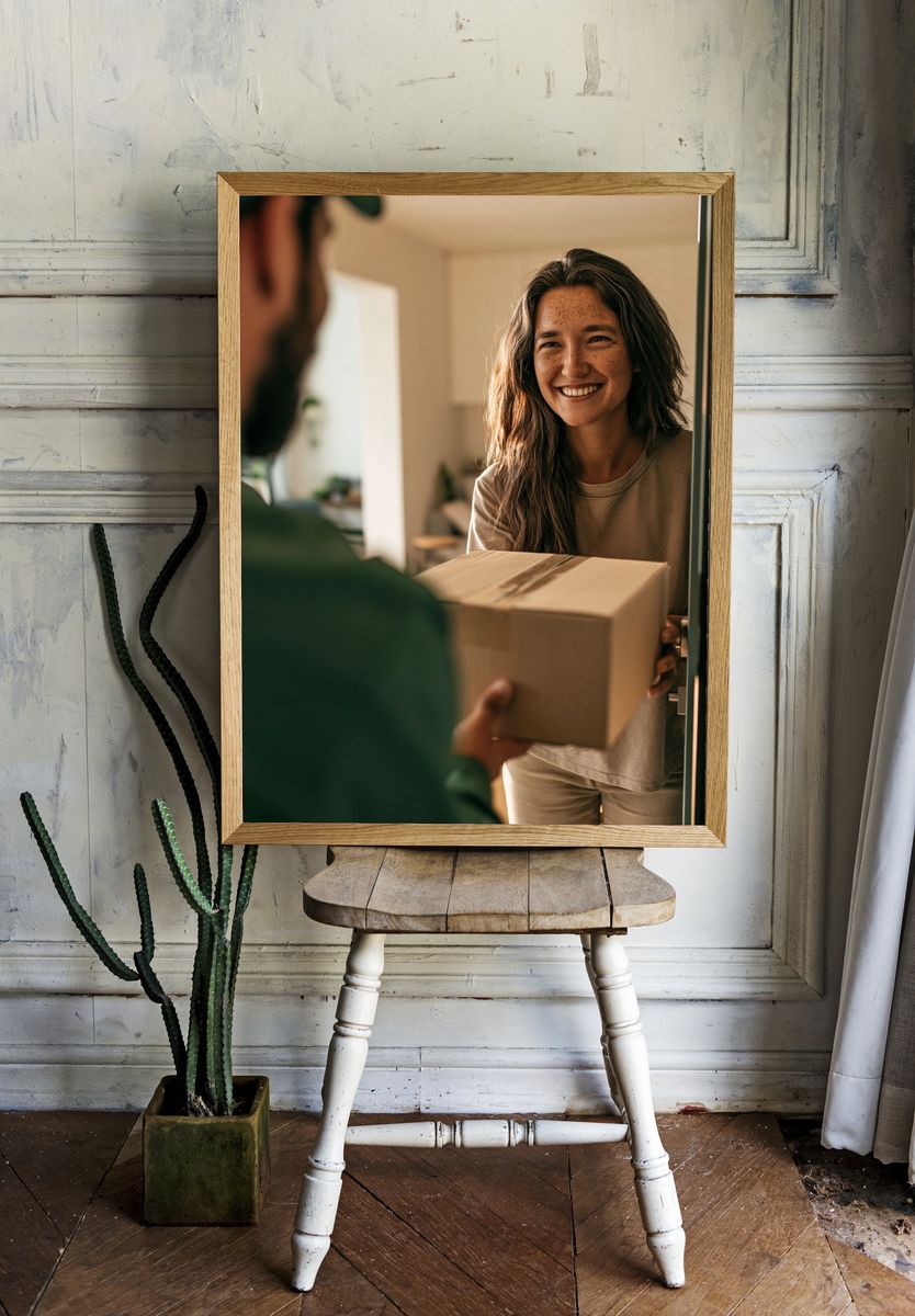 Warm Delivery Moment Photography Poster. room preview