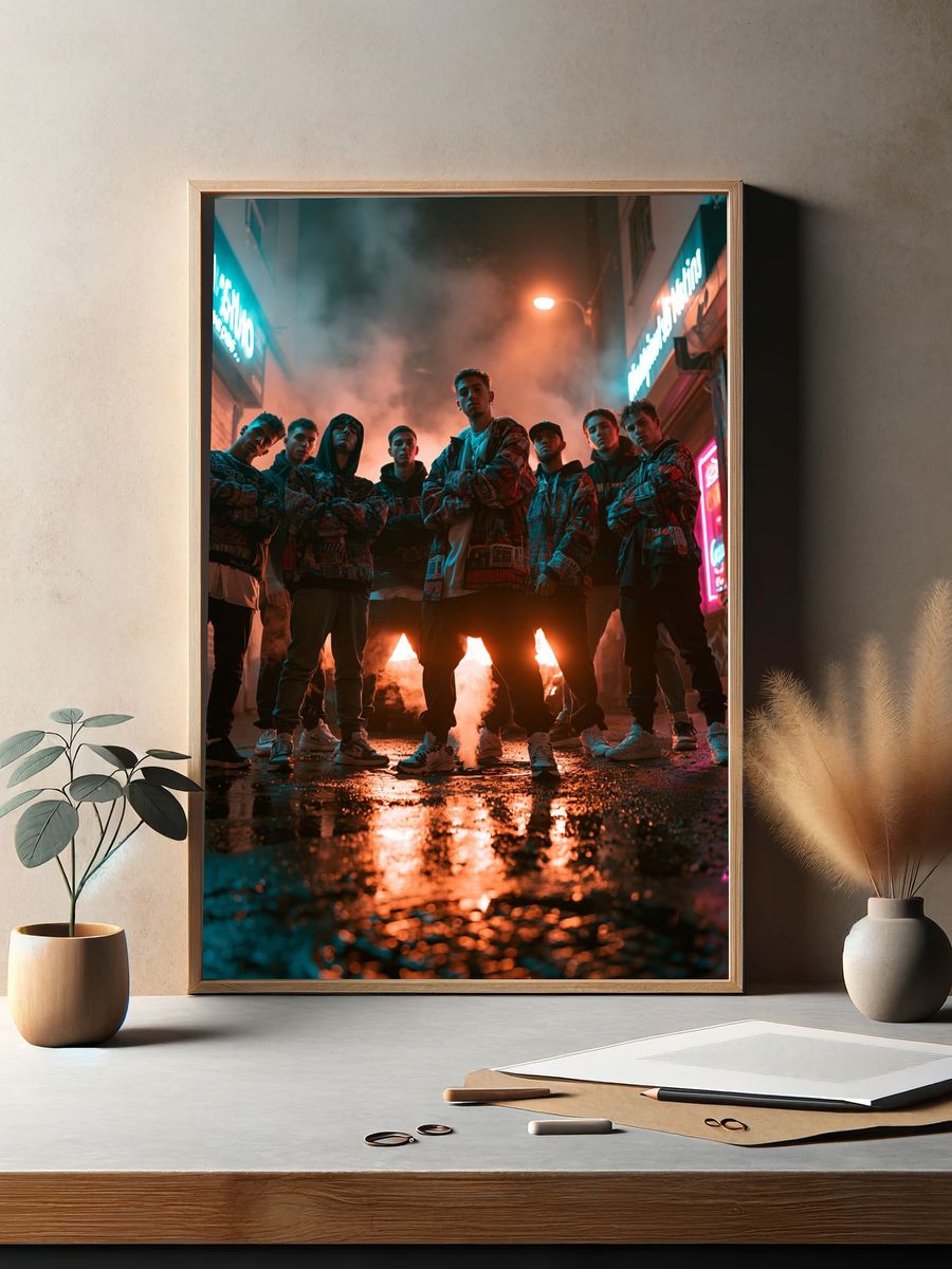 Urban Crew Night Street Photography Poster. — room view 2