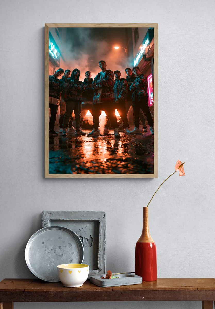 Urban Crew Night Street Photography Poster. — room view 3