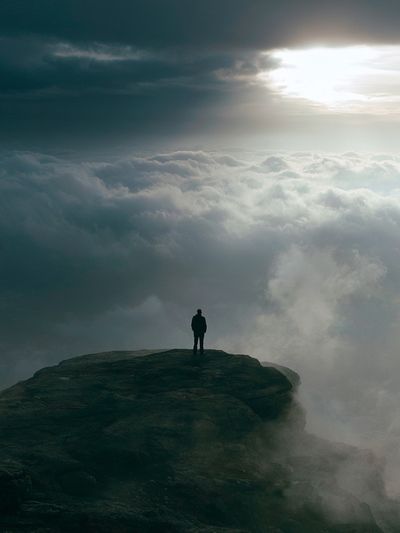 Cliff Above the Clouds Photography Poster.