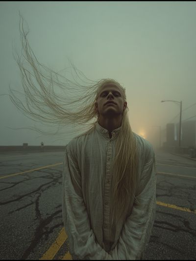 Foggy Road Portrait Photography Poster. poster print