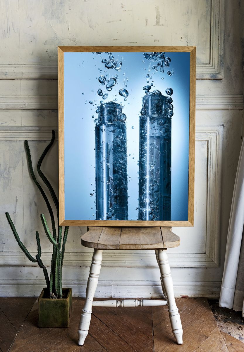 Underwater Bottles Photography Poster. — room view 1