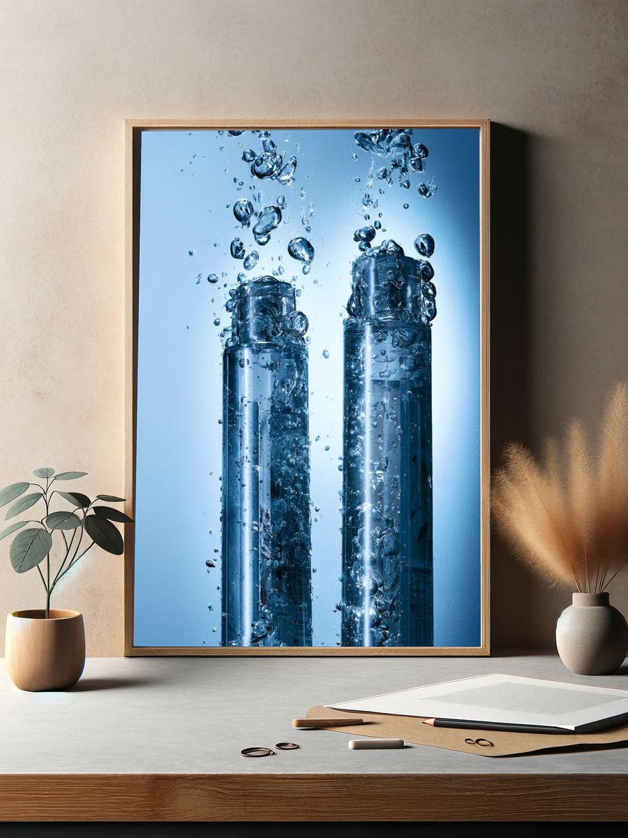 Underwater Bottles Photography Poster. — room view 2