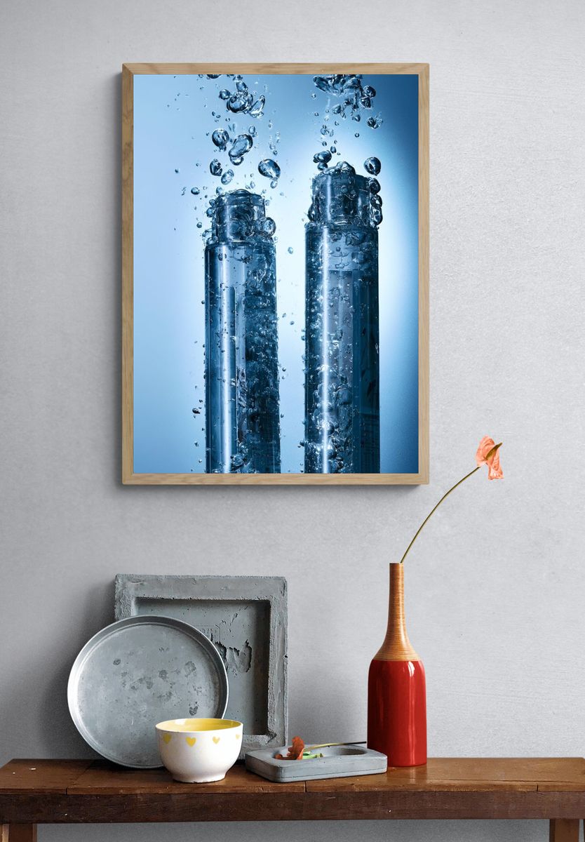 Underwater Bottles Photography Poster. — room view 3