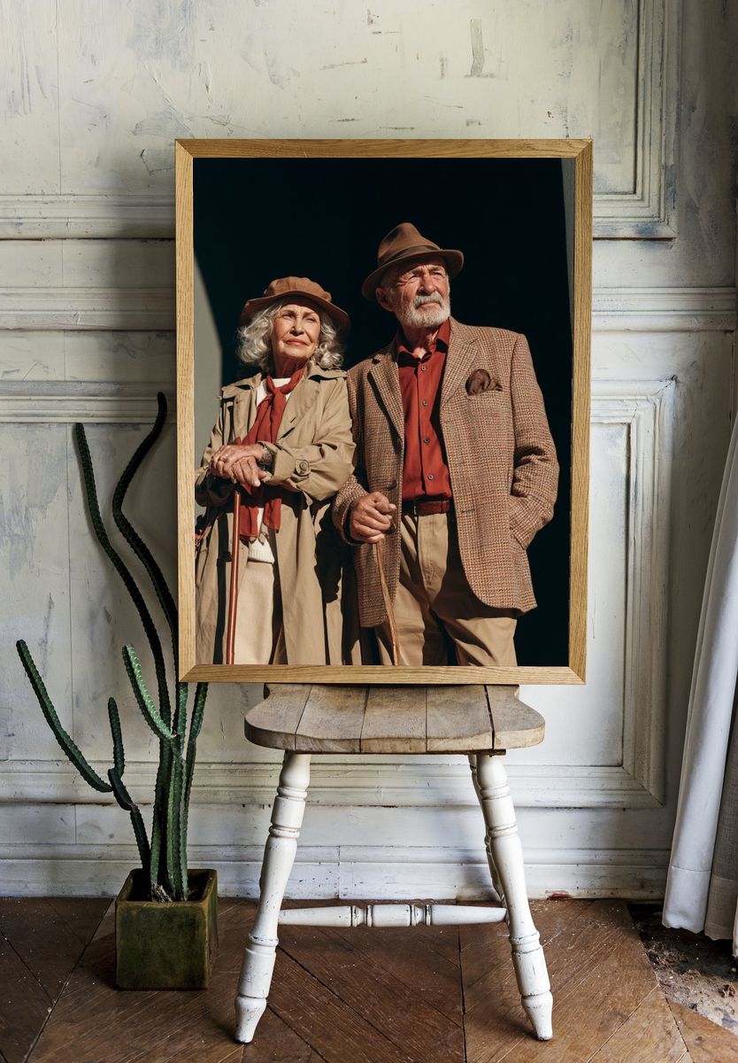 Elegant Elderly Couple Portrait Print. — room view 1