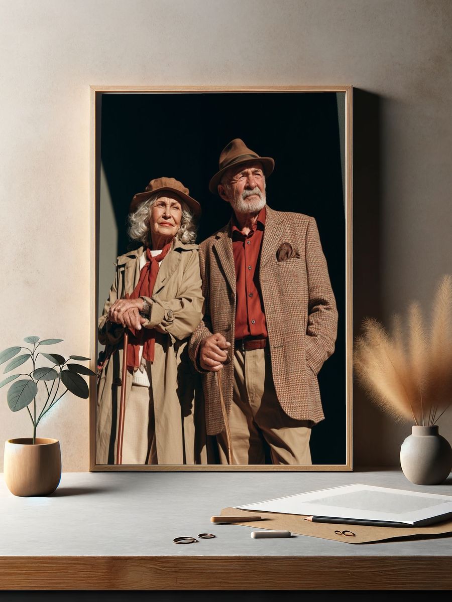 Elegant Elderly Couple Portrait Print. — room view 2