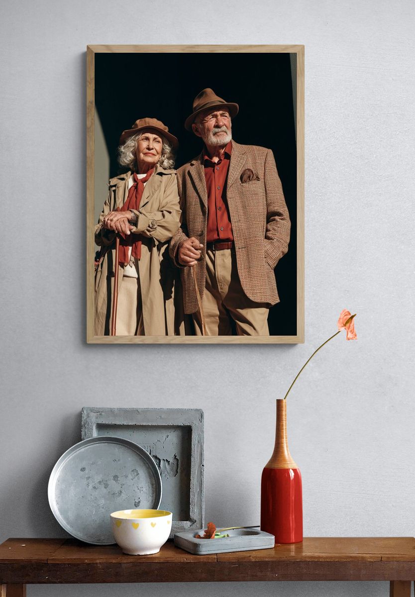 Elegant Elderly Couple Portrait Print. — room view 3