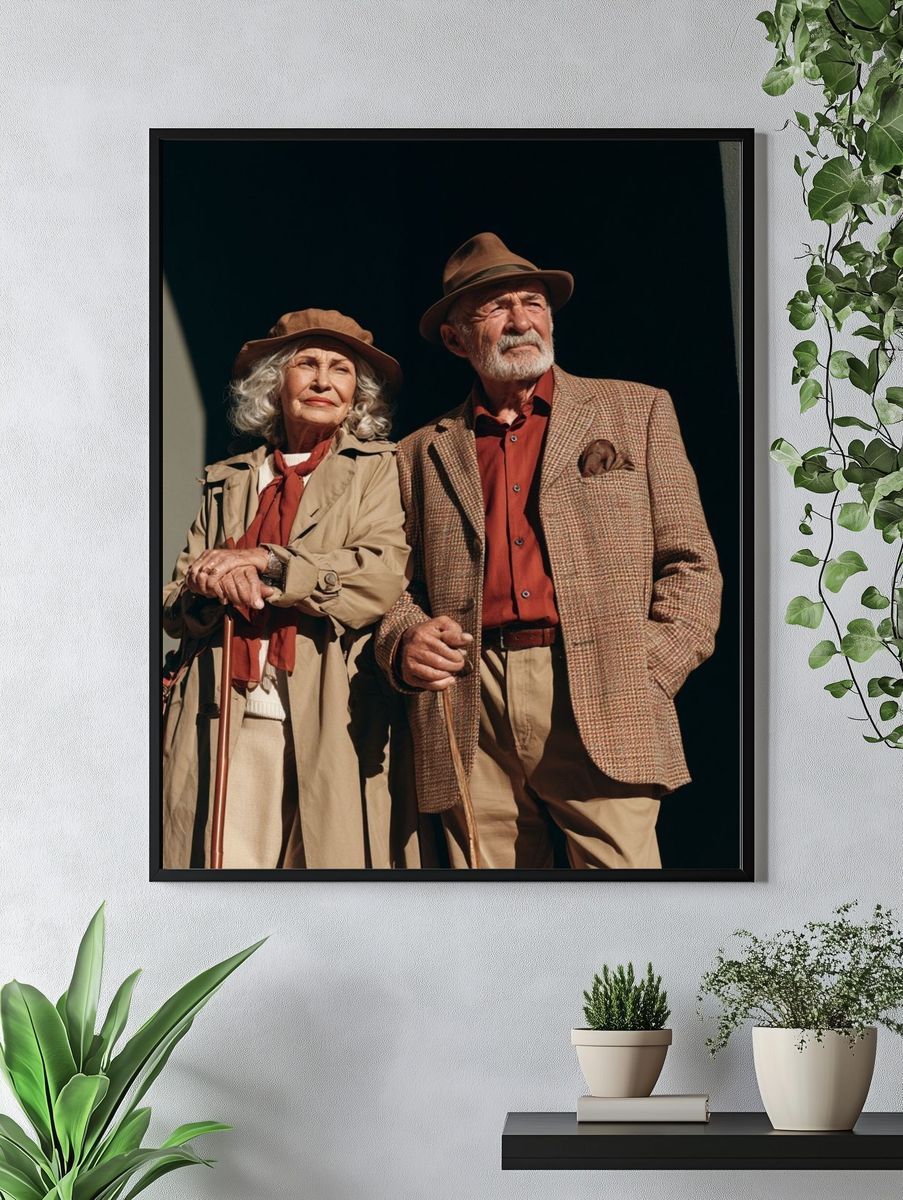 Elegant Elderly Couple Portrait Print. — room view 4