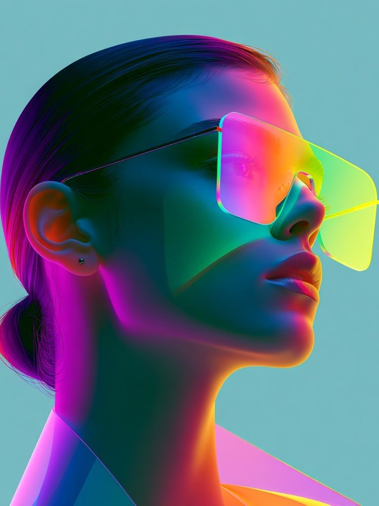 Neon Portrait Fashion Print. poster — photography art