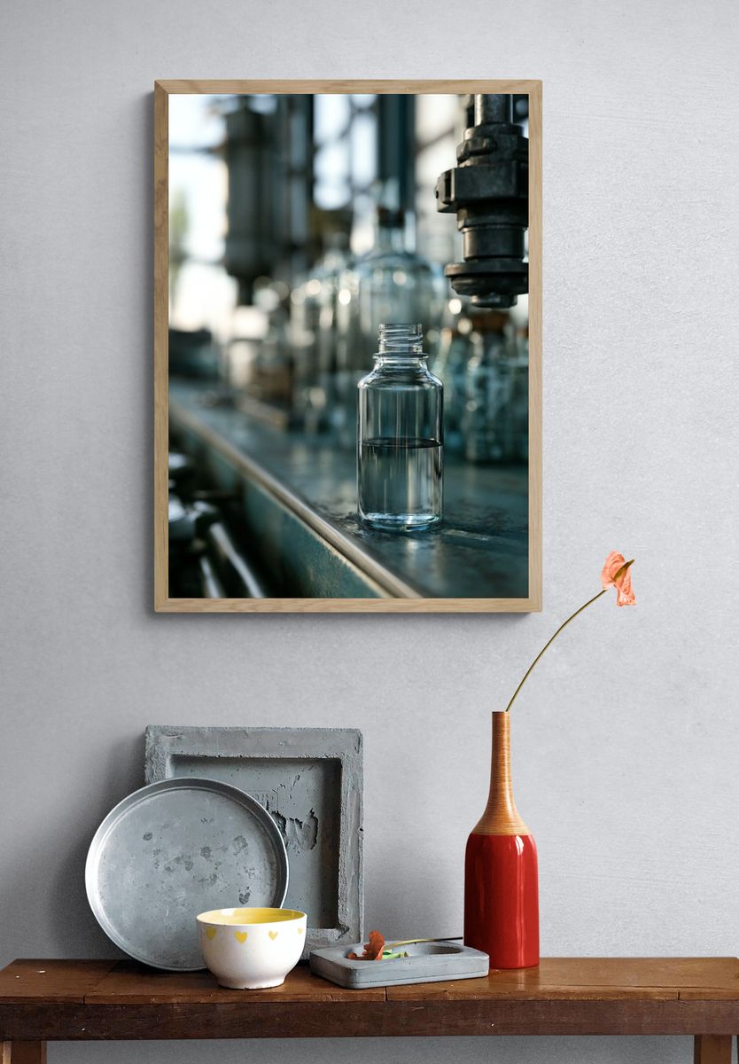Glass Bottle Factory Photography Poster. — room view 3