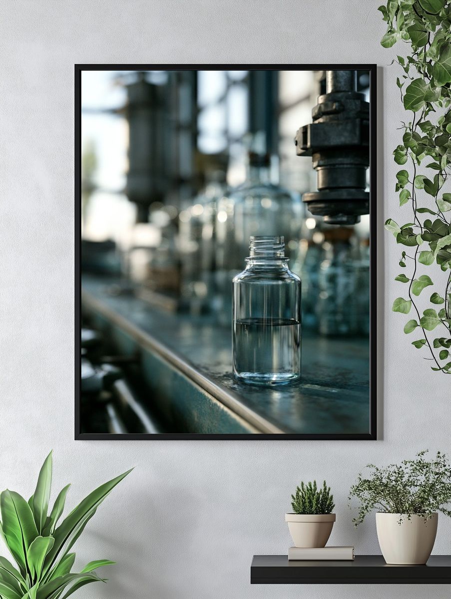 Glass Bottle Factory Photography Poster. — room view 4