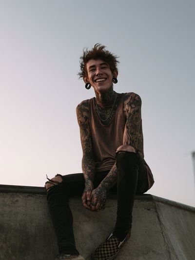 Tattooed Skateboarder Portrait Poster.