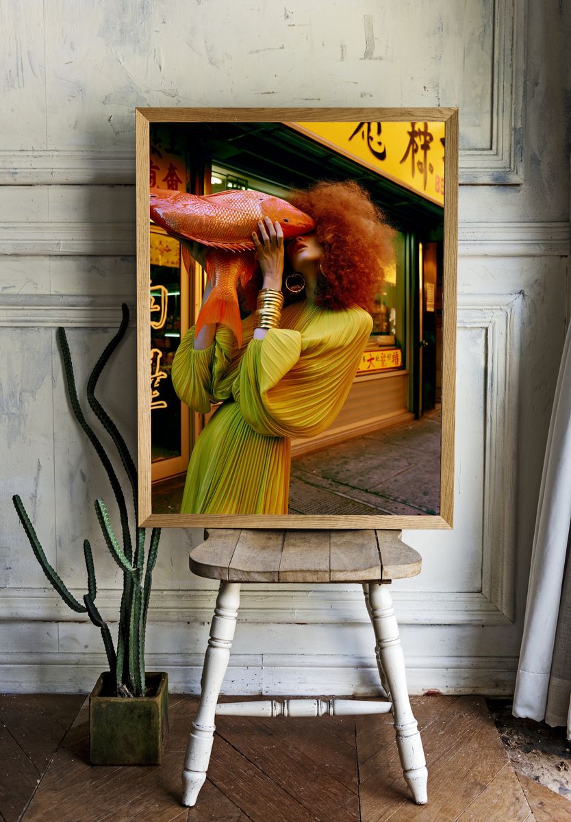 Surreal Fish Portrait Poster. — room view 1