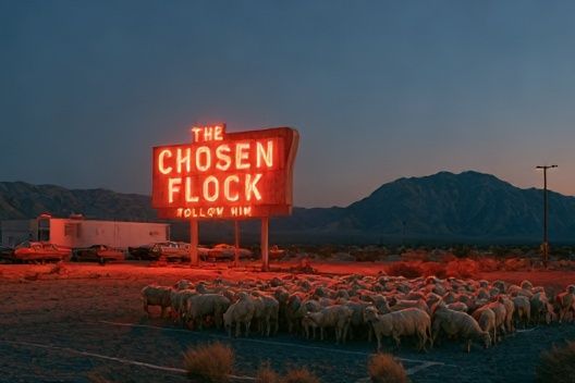 The Chosen Flock Neon Desert Poster. poster detail
