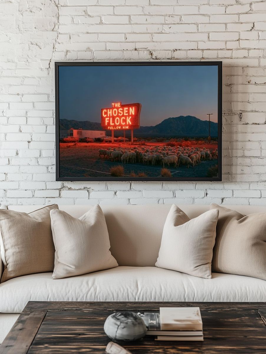 The Chosen Flock Neon Desert Poster. — room view 1