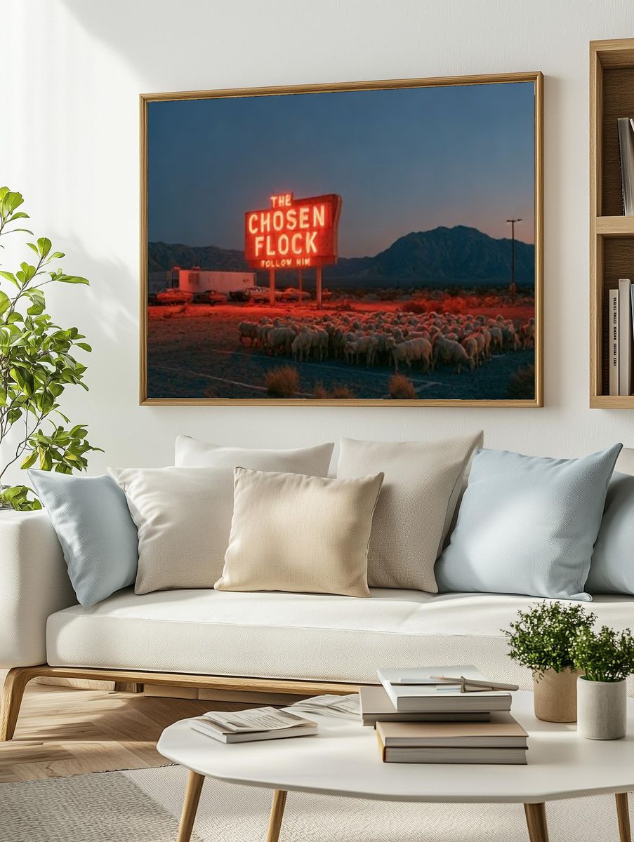 The Chosen Flock Neon Desert Poster. — room view 2