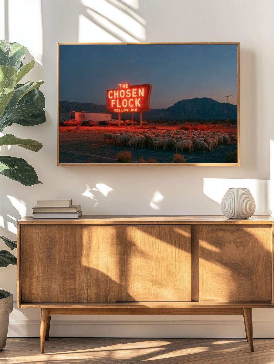 The Chosen Flock Neon Desert Poster. — room view 3