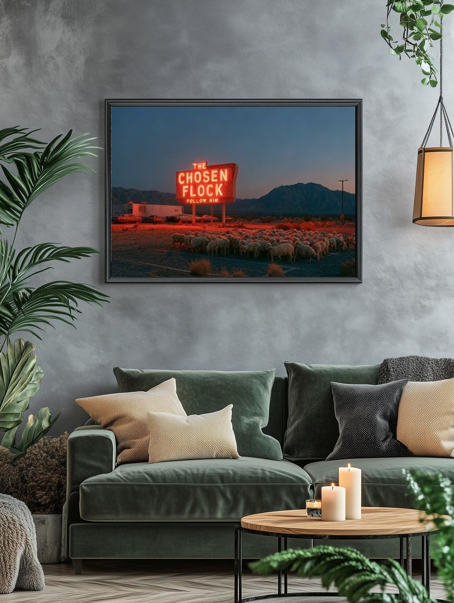 The Chosen Flock Neon Desert Poster. — room view 4