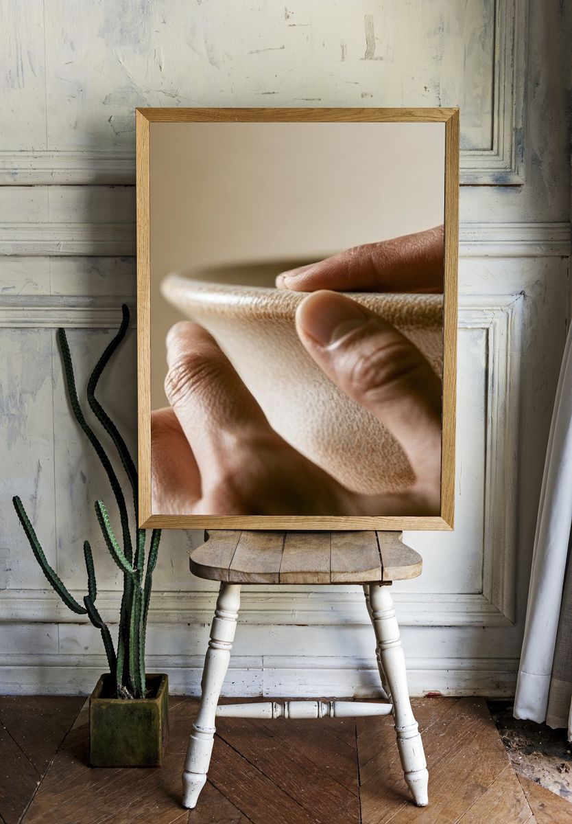 Hands Holding Ceramic Bowl Photography Poster. — room view 1