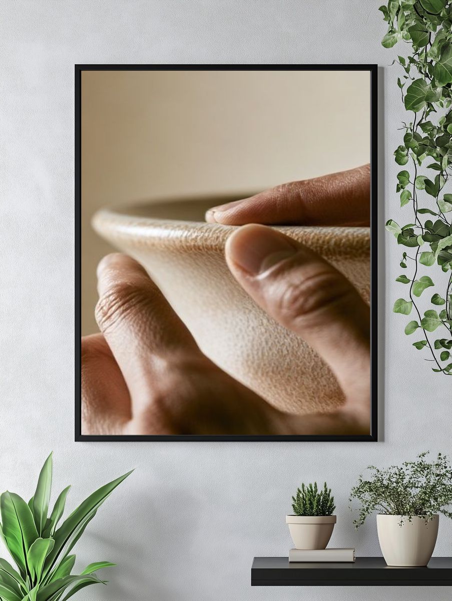 Hands Holding Ceramic Bowl Photography Poster. — room view 4