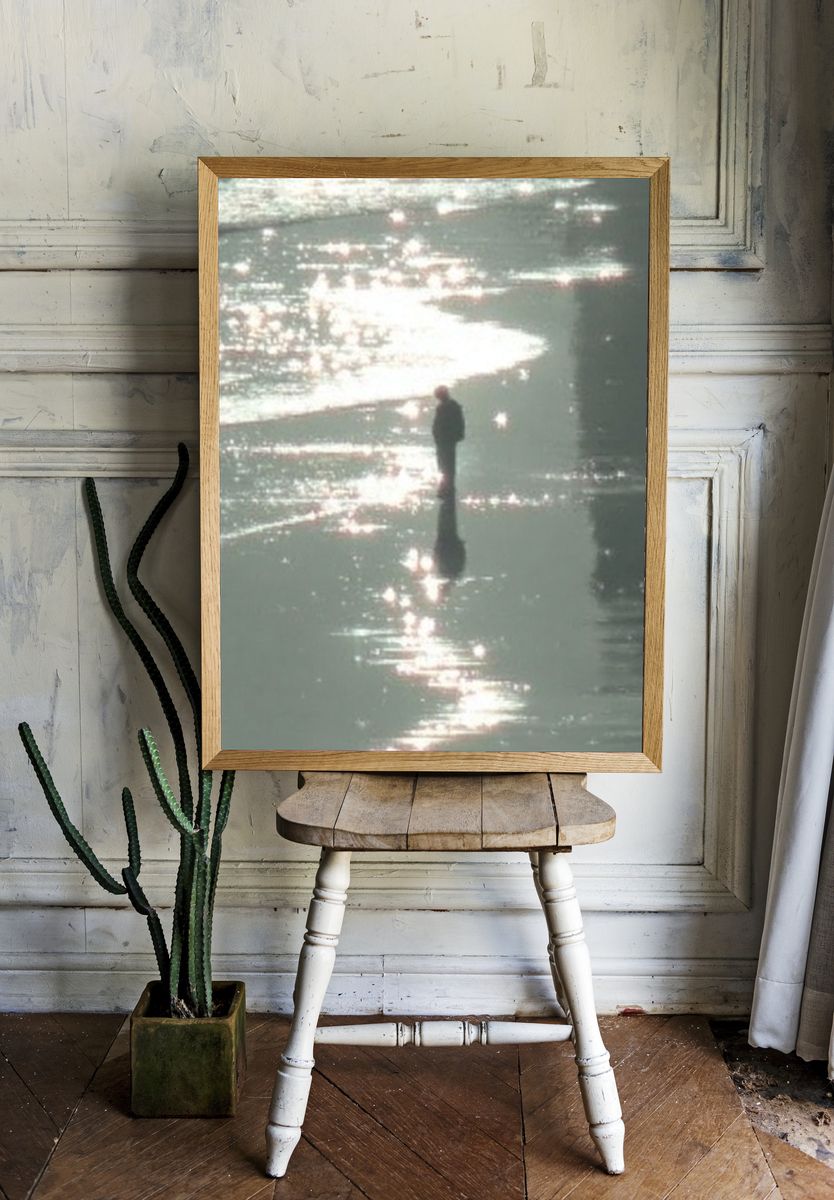 Solitary Figure on Water Photography Poster. — room view 1