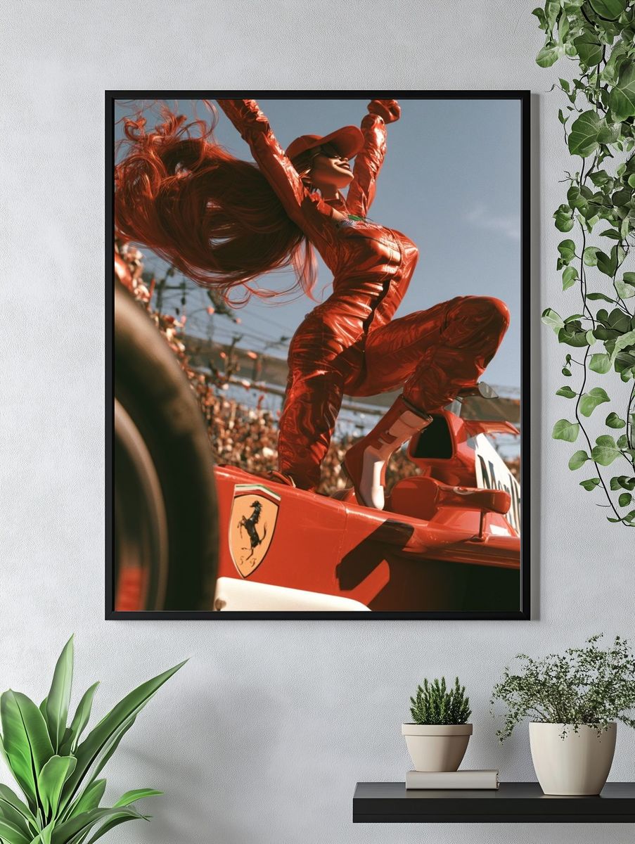 Ferrari Victory Pose Photography Poster. — room view 4