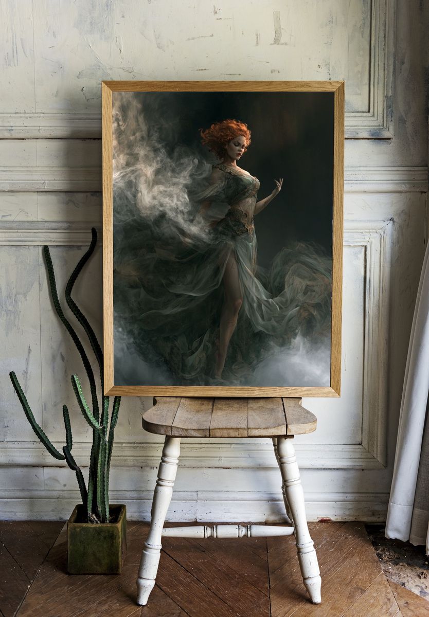 Mystic Red-Haired Woman Photography Poster. — room view 1