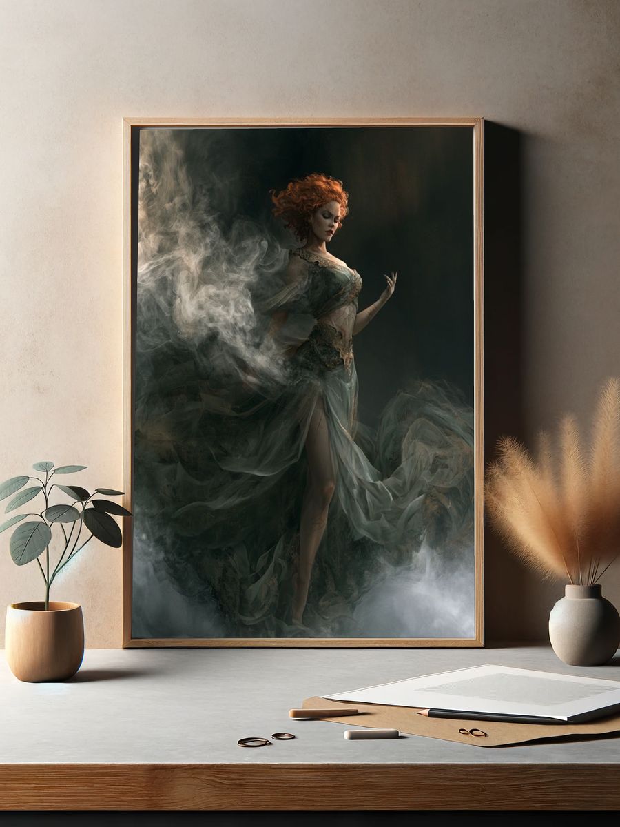 Mystic Red-Haired Woman Photography Poster. — room view 2