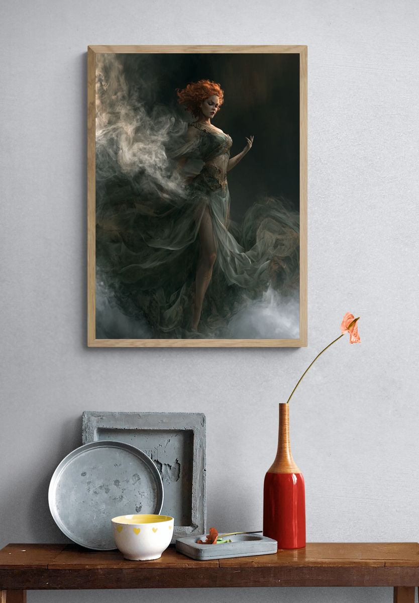Mystic Red-Haired Woman Photography Poster. — room view 3