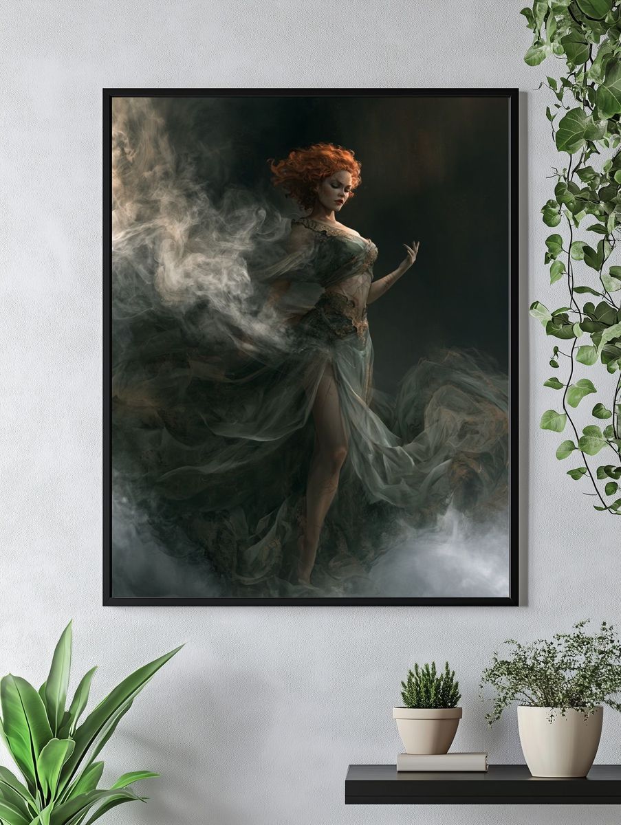 Mystic Red-Haired Woman Photography Poster. — room view 4