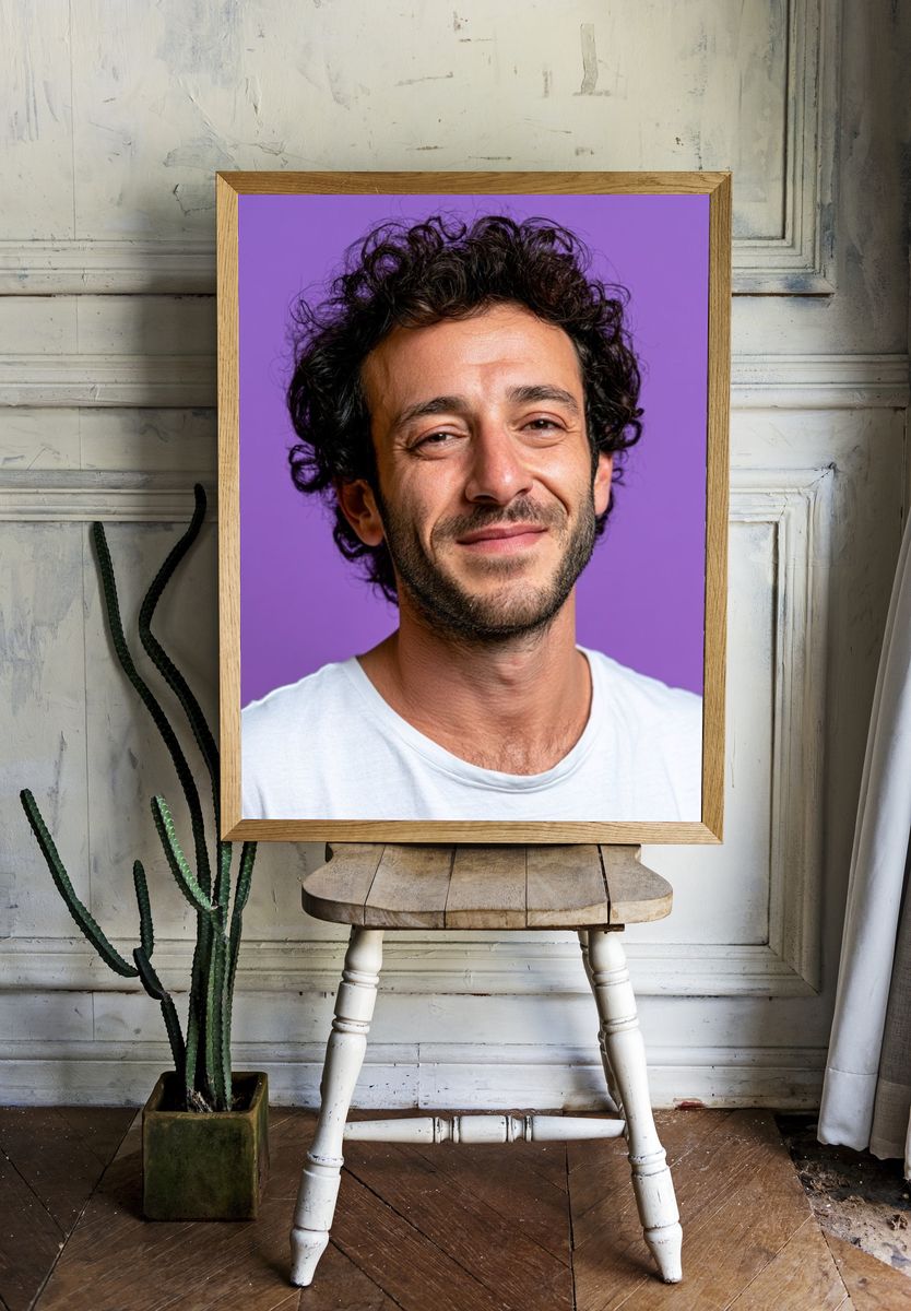 Curly-Haired Portrait Photography Poster. — room view 1