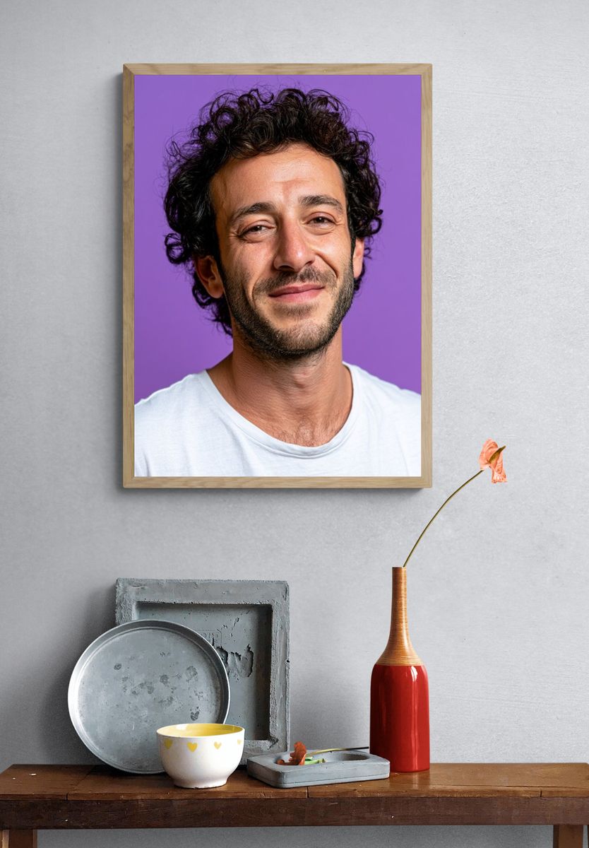 Curly-Haired Portrait Photography Poster. — room view 3