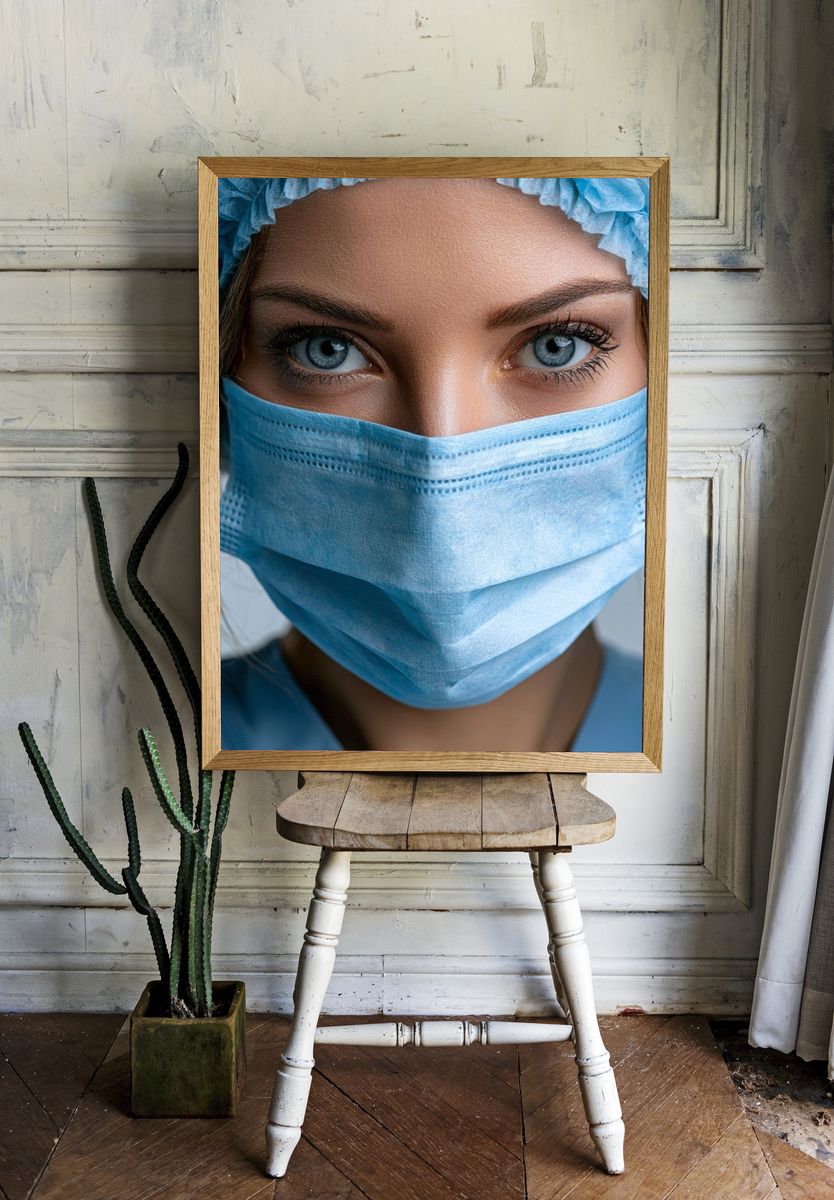 Masked Portrait Photography Poster. room preview
