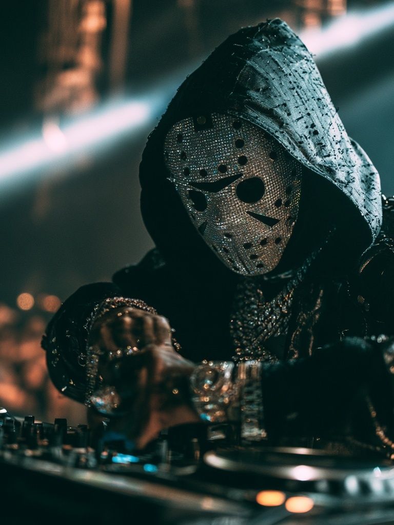 Masked DJ Portrait Photography Poster. poster detail