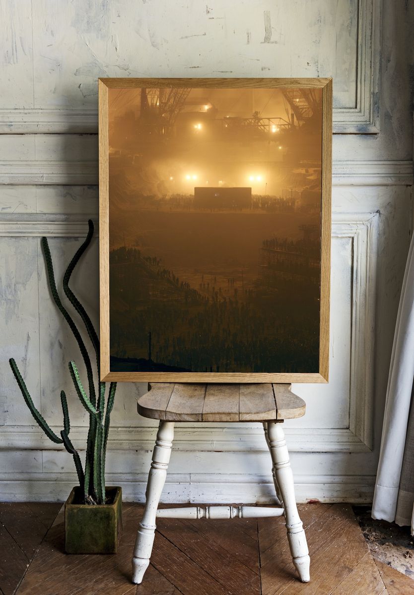 Industrial Nightscape Photography Poster. — room view 1