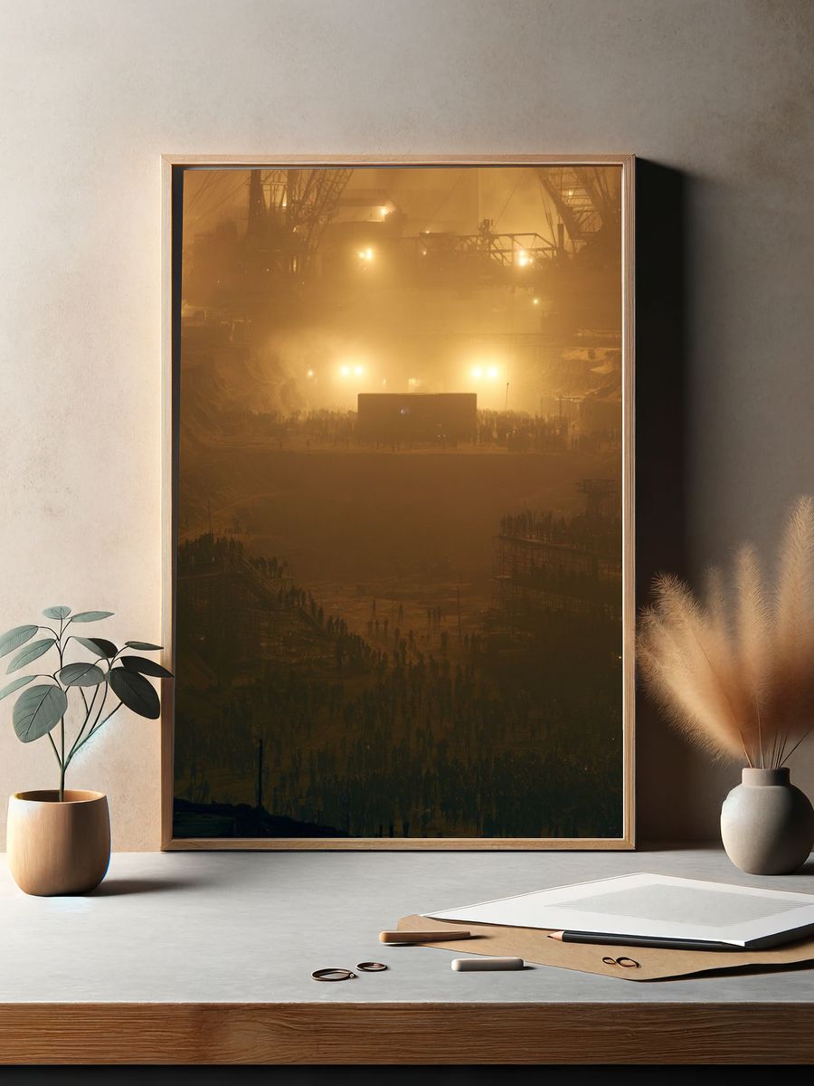 Industrial Nightscape Photography Poster. — room view 2
