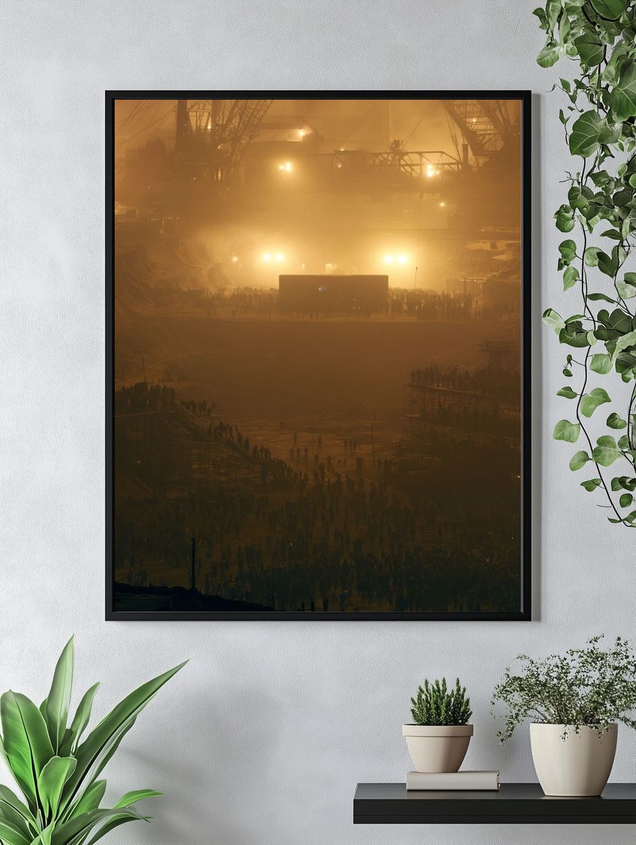 Industrial Nightscape Photography Poster. — room view 4