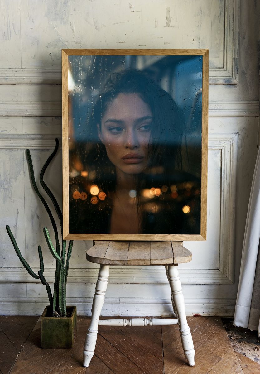 Rainy Window Portrait Poster. — room view 1