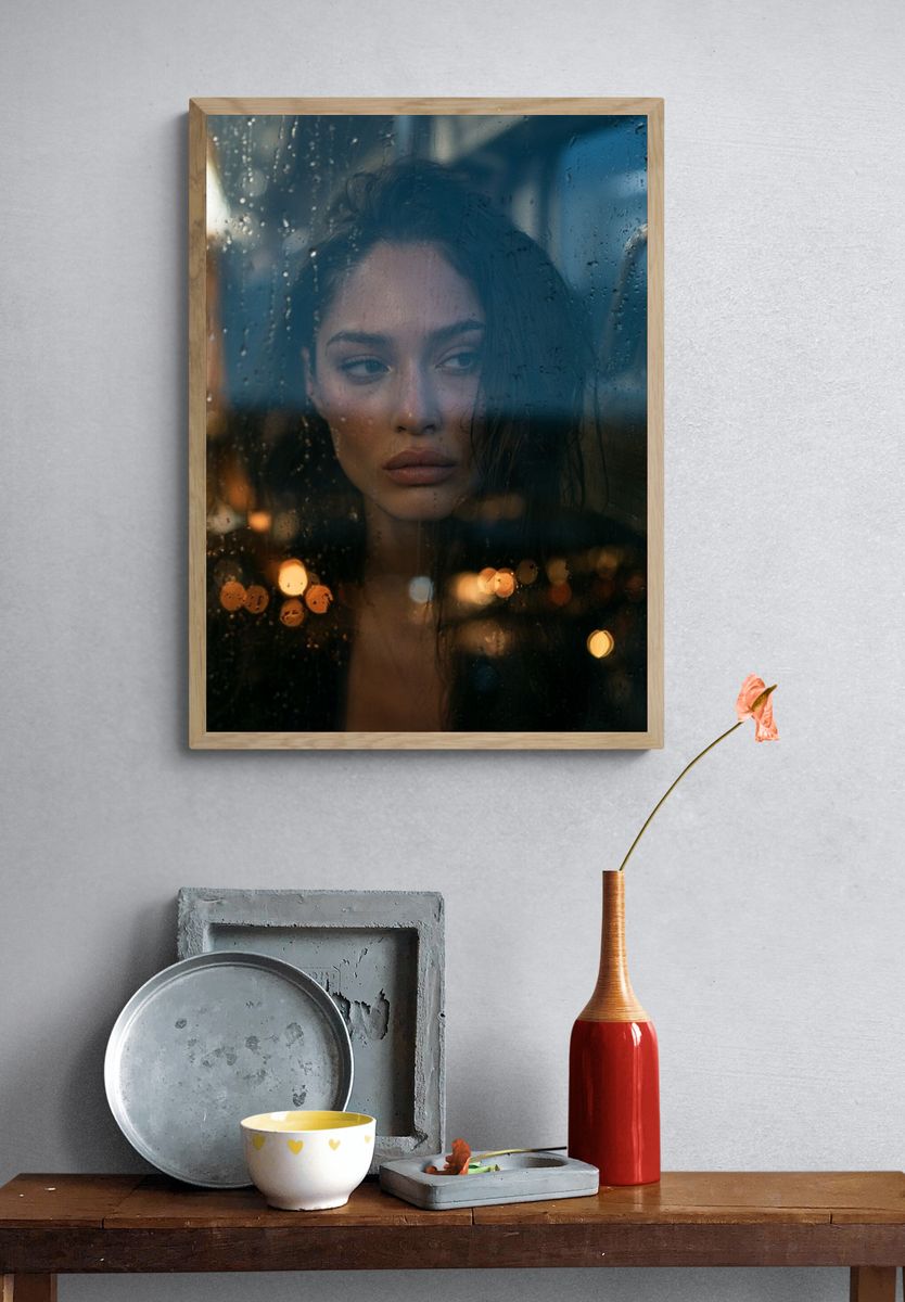 Rainy Window Portrait Poster. — room view 3