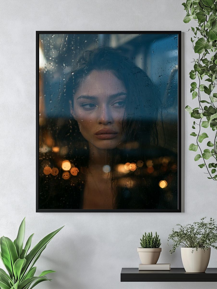 Rainy Window Portrait Poster. — room view 4