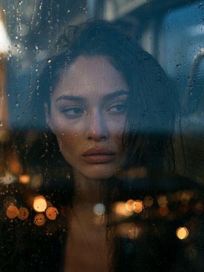 Rainy Window Portrait Poster. poster